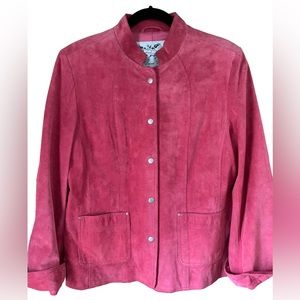 Vintage David Brooks Pink Pig Suede Leather Lined Jacket Blazer Women’s Size L